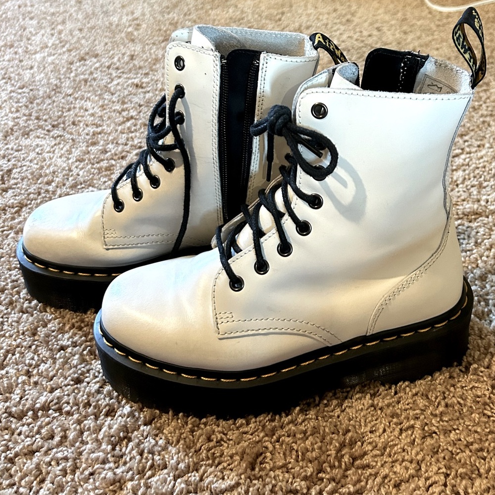 White platform Doc Martens. Size 7 in women’s.